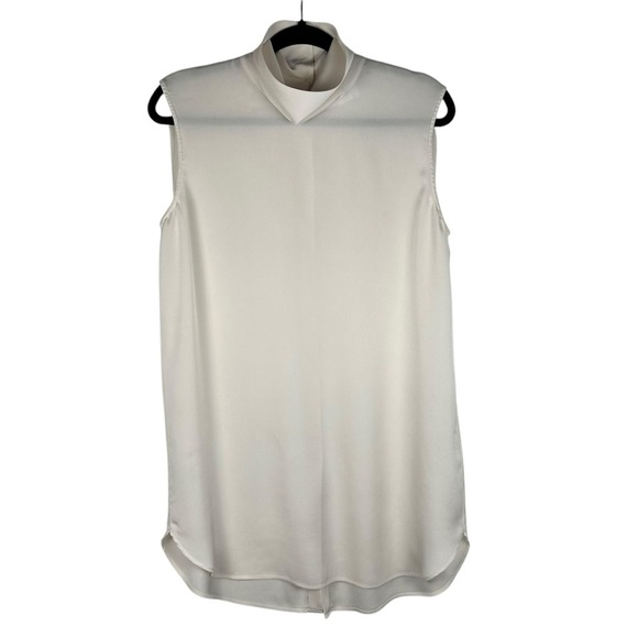 DKNY Off White Cowl Neck Long Silk Blouse Buttons Up Back Women's Size Medium - Picture 1 of 8